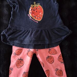 Carter's Navy and Pink Strawberry Pajama Set